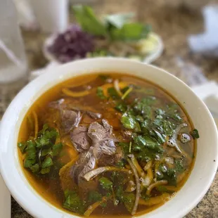 a bowl of soup on a table
