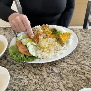 Fried egg, egg pork cake