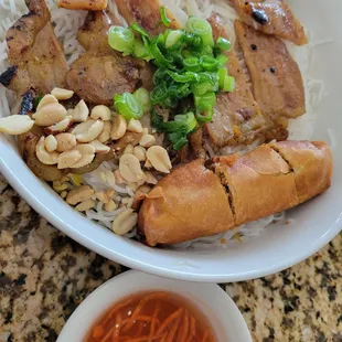 Grilled pork vermicelli bowl could use a little bit more pork but delicious