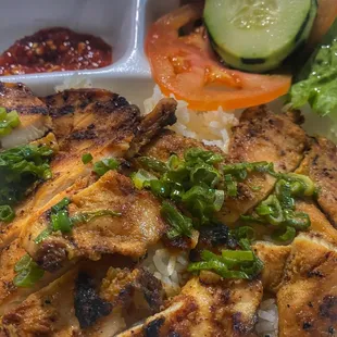 Charbroiled chicken rice plate