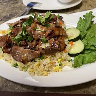 a plate of food on a table