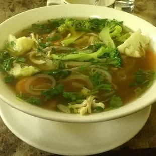 Chicken pho with extra veggies