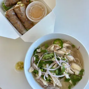 Delivery: Pho Ga and Grilled pork spring rolls