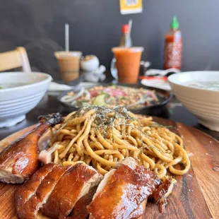 Duck garlic noodles