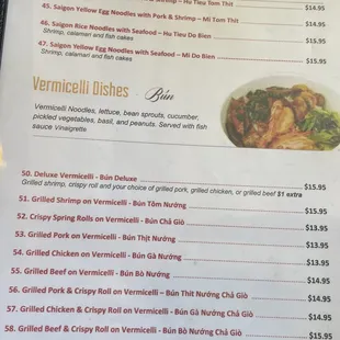 the menu for the restaurant