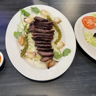 two plates of food on a table