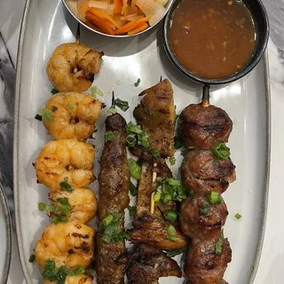 10. Grilled Platter - 4 Grilled Skewers of Shrimp, Chicken, Pork and Pork Patties