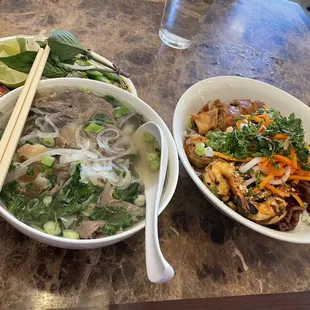 two bowls of food on a table