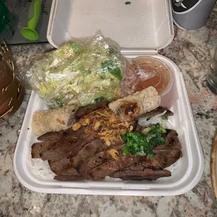 Pork and steak vermicelli take out