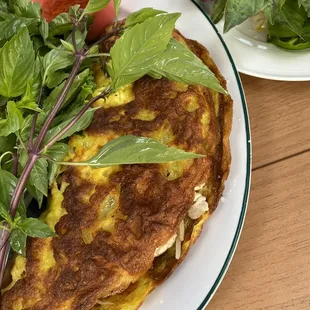 an omelet and a salad