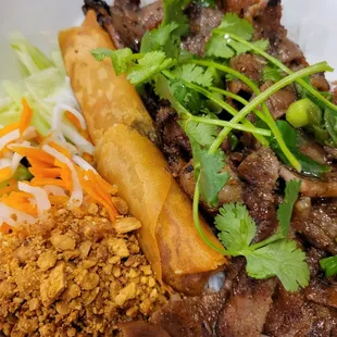bbq grilled pork and egg roll vermicelli $15.95