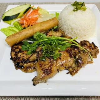 C64. Grilled Chicken, Egg Roll Plate/Com Ga Nuong, Cha Gio