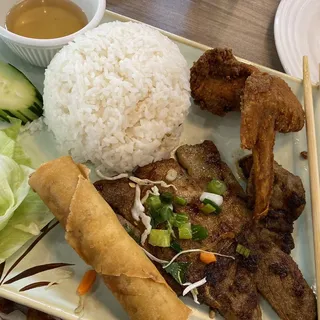 C65. Grilled Porkchop, Egg Roll Plate/Com Suon, Cha Gio