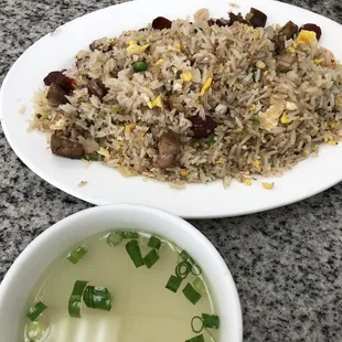 House fried rice with side of soup