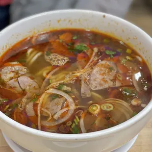 a bowl of soup on a table