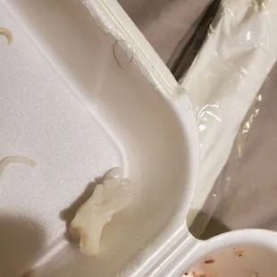 Hair and hard noodles.. forgot to take pictures of the 2 hard plastic pieces that came out of my spring rolls.