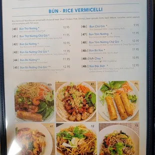 Menu as of March 2022