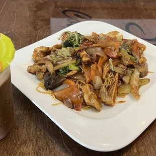 Egg noodle with chicken and iced Vietnamese coffee