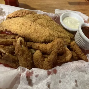 B7. Catfish (1), Shrimp (4) &amp; Calamari (4)