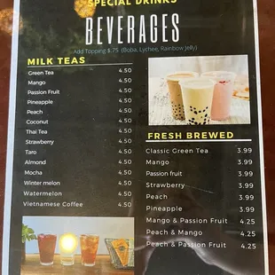 Special Drinks Menu