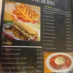 Menu - some Cajun food!