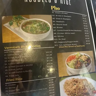 Menu - Vietnamese dishes