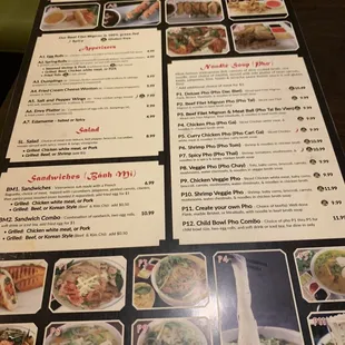 sushi and sashimi, menu