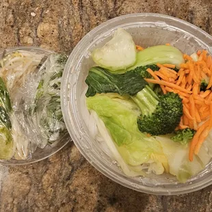 Packaged to go with veggies separated