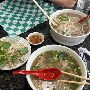 P5 Pho Eye Round Steak And P4. Pho Eye Round Steak and Beef Ball   ASK FOR STIR GARLIC ON THE SIDE.