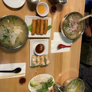 Pho, crispy egg rolls and spring egg rolls :)