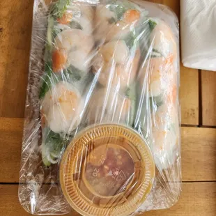 Shrimp eggs rolls. So good! The sauce is amazing!!!