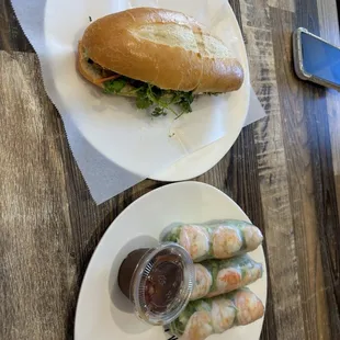 spring roll and beef banh mi