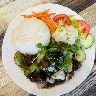 Shaken Beef with rice