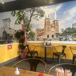 Mural of Ho Chi Minh City (Saigon) in reception area