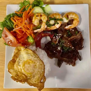 a plate of asian food