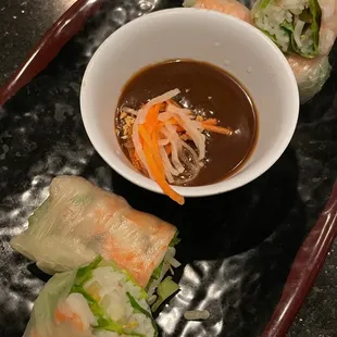 My first time to eat shrimp spring rolls