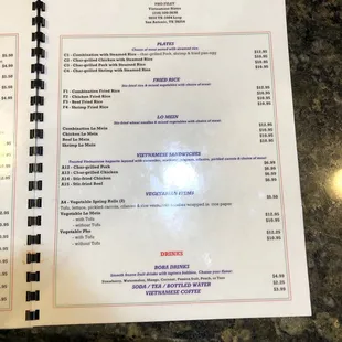 menu