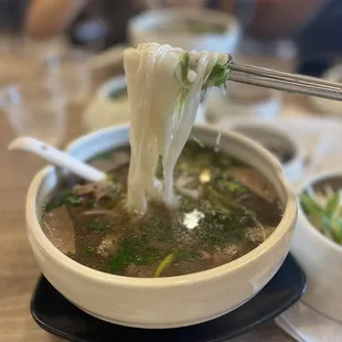 Bone marrow and pho tai Bo vien