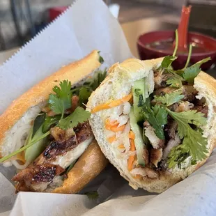 Lemongrass chicken banh mi
