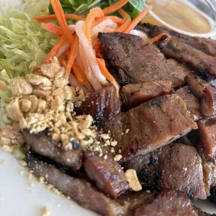 Grilled pork over vermicelli