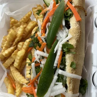 Beef lemongrass banh mi