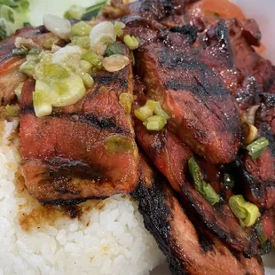 Grilled pork chops with rice