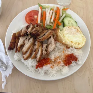 #54 chicken white rice and egg