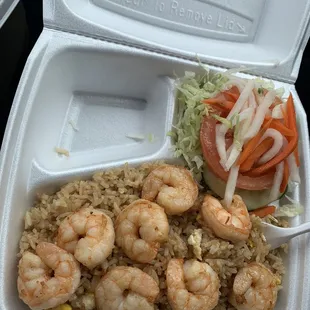 Grilled shrimp with fried rice