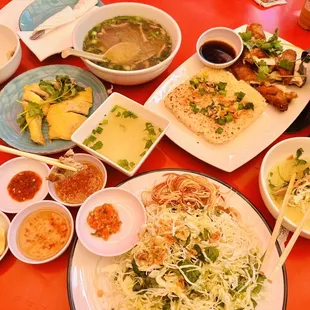 a table full of food
