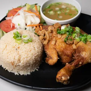 Crispy Leg Served with Bac Bac Rice and Melts Away Pork Bits