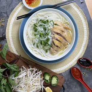 Chicken Pho (pho ga)all dressed up