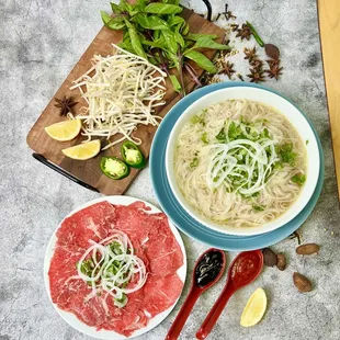 Rare ribeye beef pho