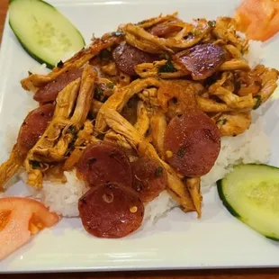 Xoi ga tom kho lap xuong