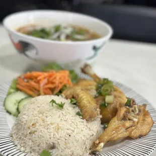 Fried Chicken Leg Rice Platter (Com Gá Chièn)